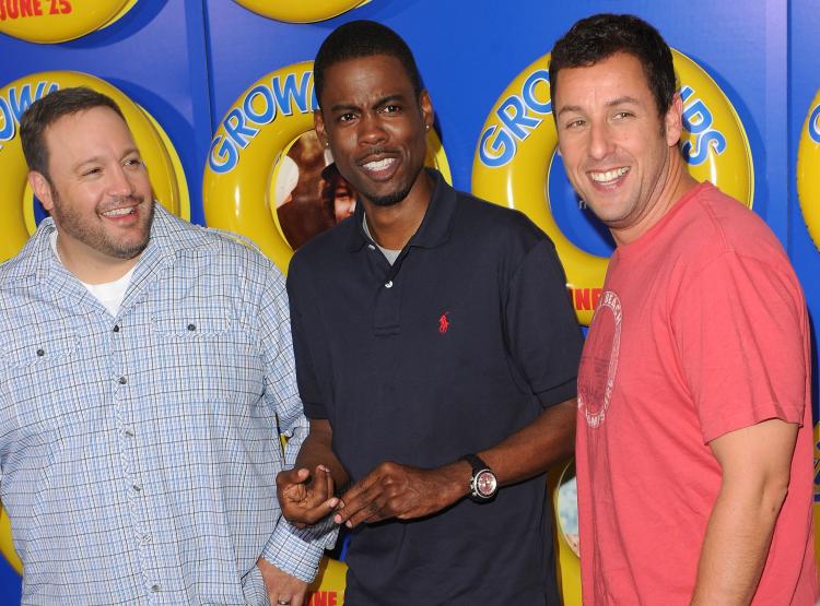 Actors Kevin James, Chris Rock and Adam Sandler attend the premiere of 'Grown Ups' at the Ziegfeld Theatre on June 23, 2010 in New York City.  (Stephen Lovekin/Getty Images)
