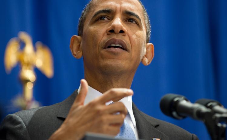 US President Barack Obama speaks about comprehensive immigration reform during a speech at American University School of International Service in Washington, DC, July 1, 2010.  (Saul LoebAFP/Getty Images)