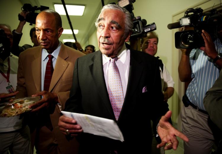 US Rep. Charles Rangel (D-NY) apeaks to the media as he returns to his office from a vote at the US Capitol in Washington, DC, on July, 29, 2010. (Jim Watson/AFP/Getty Images)
