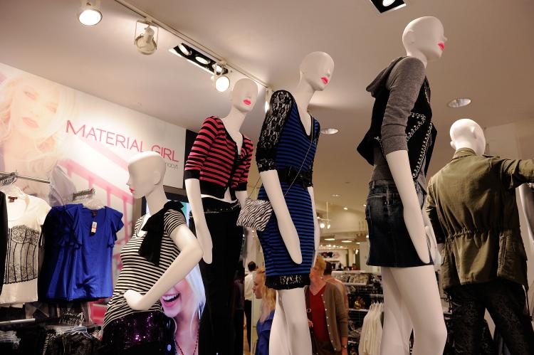 Mannequins wearing pieces from the 'Material Girl' clothing line by Madonna and her daughter Lola on display at the Material Girl clothing line launch at Macy's Herald Square on August 3, 2010 in New York City. (Jemal Countess/Getty Images)