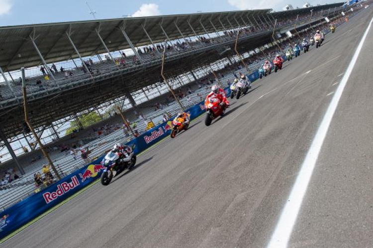 The MotoGP race of Indianapolis Moto GP at Indianapolis Motor Speedway on August 29, in Indianapolis, Indiana.  (Mirco Lazzari gp/Getty Images )