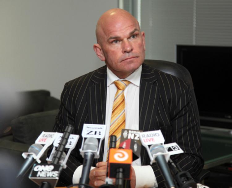 Leader of the ACT NZ Party, Rodney Hide speaks to the media during a press conference on September 17, Wellington, NZ.(Photo by Marty Melville/Getty Images)