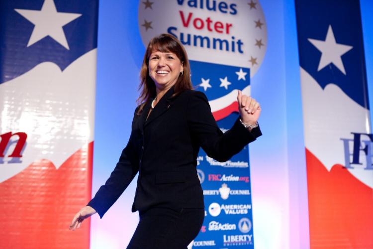 TEA PARTY: Christine O'Donnell, Delaware's Republican nominee for U.S. Senate, at the 5th Annual Values Voter Summit recently in Washington, D.C.  (Brendan Hoffman/Getty Images)