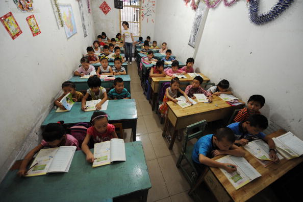 Schoolchildren at a classroom in Hefe in eastern China's Anhui Province (STR/AFP/Getty Images)