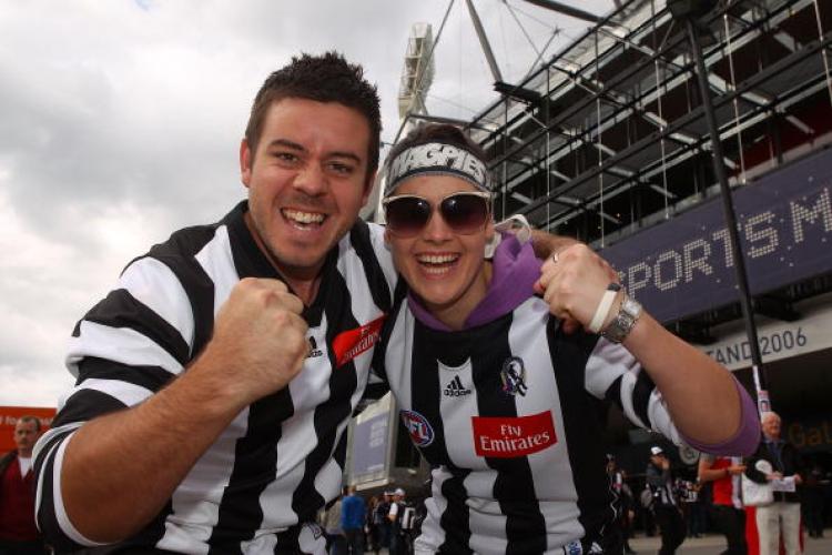 Magpies fans are seen prior to the AFL Grand Final match between the Collingwood Magpies and the St Kilda Saints at Melbourne Cricket Ground on Sept. 25. (Robert Cianflone/Getty Images)