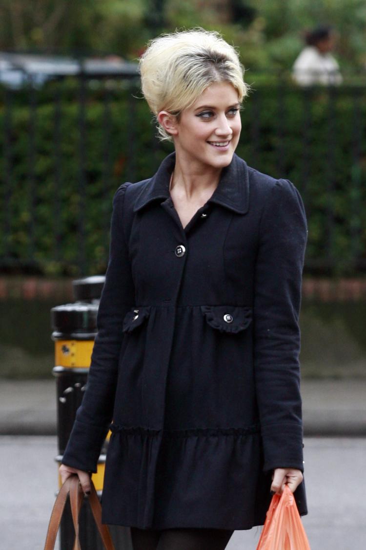 Katie Waissel returning to a recording studio on October 4 in London, England.  (Photo by Neil Mockford/Getty Images)