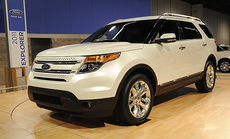 SURPRISE GAINS: U.S. automobile companies recorded double-digit sales gains in August. The newly redesigned 2011 Ford Explorer SUV, seen here on display at an auto show in Calif., quadrupled its sales compared to last year at this time. (MARK RALSTON/AFP/Getty Images)
