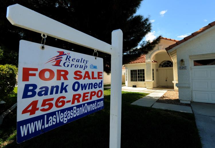 A house under foreclosure that is now bank owned in the Spring Valley area in Las Vegas on October 15, 2010. With the economic meltdown in high gear for a few years and foreclosures of homes continuing to hit the airwaves, a new phenomenon however, called strategic default has become prominent among homeowners.(Mark Ralston/Getty Images)