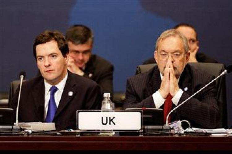 UK Chancellor of the Exchequer George Osborne (L) and Deputy Governor, Bank of England Charles Richard Bean attend during the first session of the G-20 Financial Ministers and Central Governors meeting on October 22, 2010 in Gyeongju, South Korea. (Chung Sung-Jun/Getty Images)