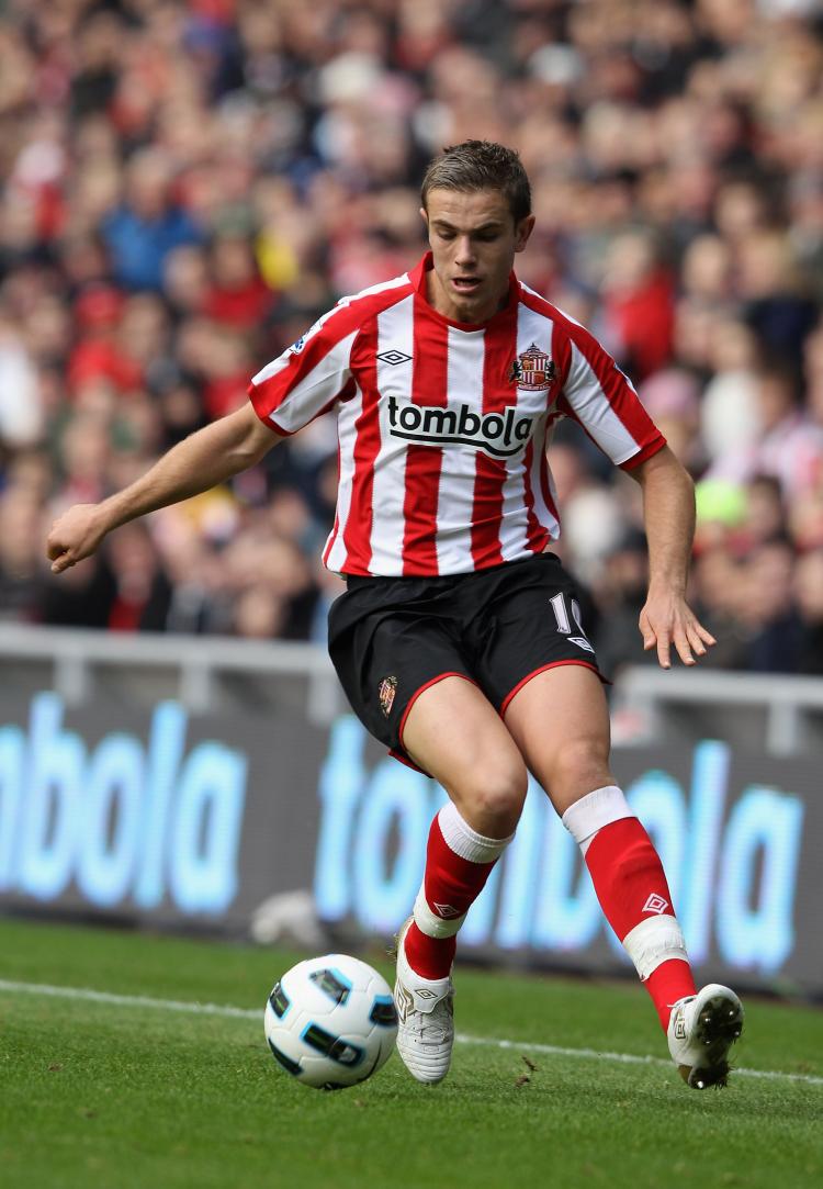 Jordan Henderson of Sunderland in action during the Barclays Premier League match between Sunderland and Aston Villa at Stadium of Light on Oct. 23, in Sunderland, England. (Clive Brunskill/Getty Images)