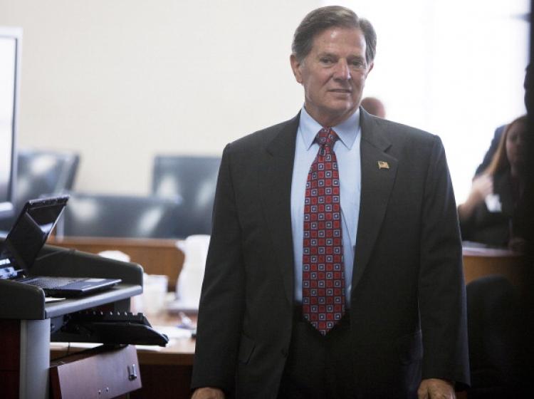 Tom Delay stands in the 250th district court Travis county for jury selection in his corruption trial on Oct. 26, 2010 in Austin, Texas.  (Ben Sklar /Getty Images)
