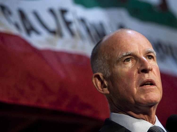California Governor Jerry Brown, (pictured here during his campaign for office in Nov. 2010) released a budget plan which State Treasurer Bill Lockyer calls realistic and provocative. (David Paul Morris/Getty Images)