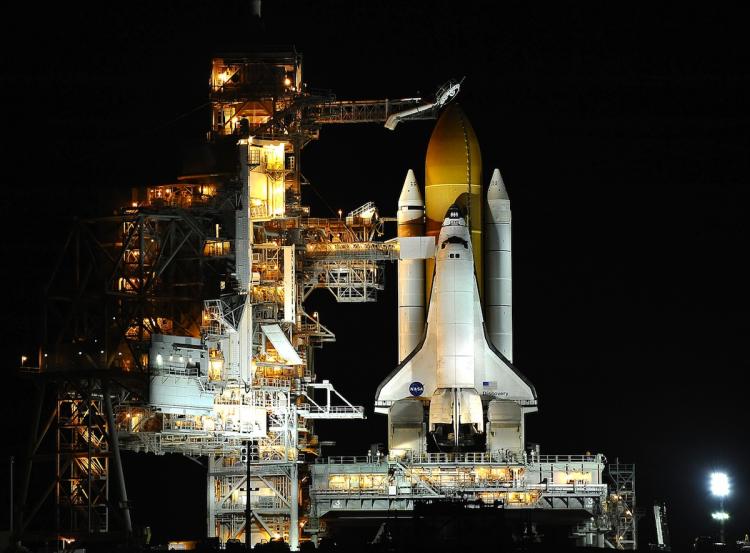 The space shuttle Discovery is being prepared to launch after being delayed on November 3, at Kennedy Space Center in Florida.  (Timothy A. Clary/Getty Images)