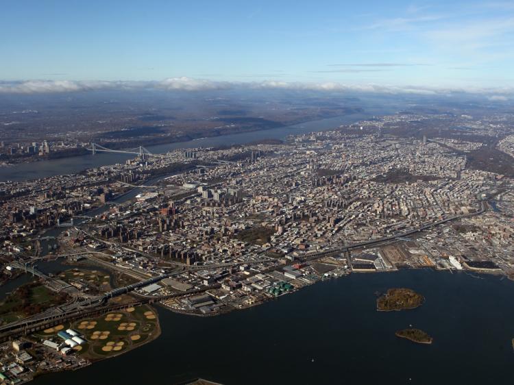 An aerial view of the Bronx and the George Washington Bridge photographed on Nov. 9. (Bruce Bennett/Getty Images )