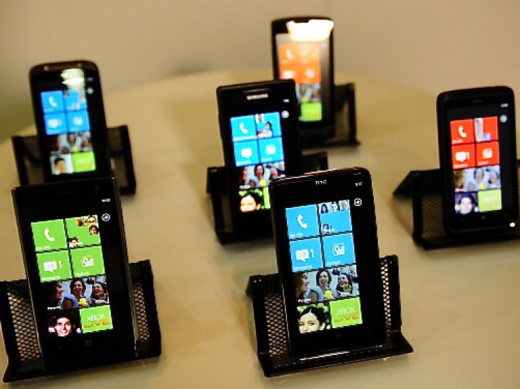 The Microsoft Windows Phone displaying Windows Phone 7 (WP7), a new mobile phone operating system as Microsoft seeks to regain ground lost to the iPhone, Blackberry and devices powered by Google's Android software.  (Emmanuel Dunand/Getty Images)