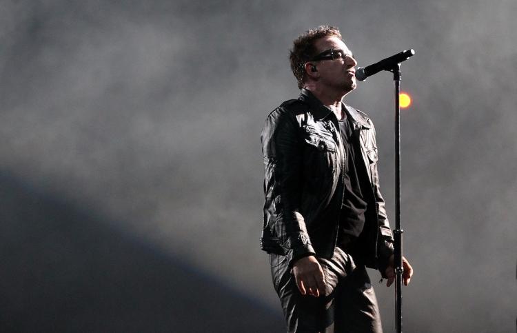 Bono of U2 performs on stage at Etihad Stadium on December 1, 2010 in Melbourne, Australia.  (Mark Metcalfe/Getty Images)