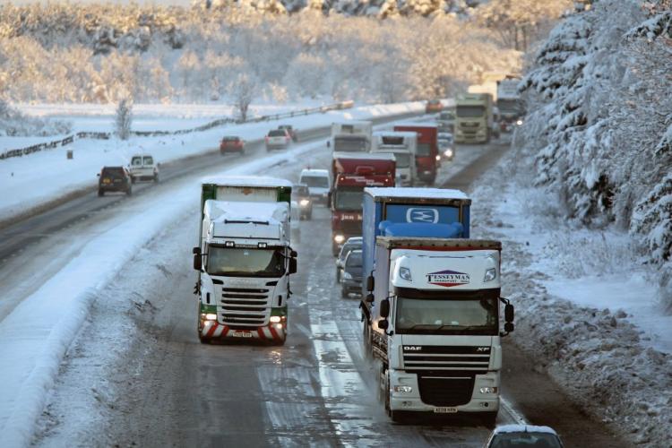 The M8 west bound motorway reopens after being closed for nearly two days on Dec. 8 in Harthill, Scotland. (Jeff J Mitchell/Getty Images)