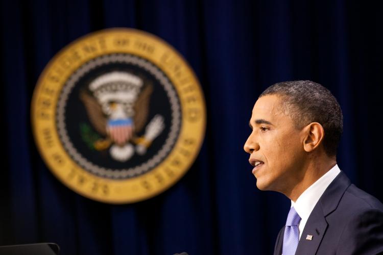 President Obama holds a news conference at the Eisenhower Executive Office Building on December 8, in Washington, DC.   (Brendan Hoffman/Getty Images)