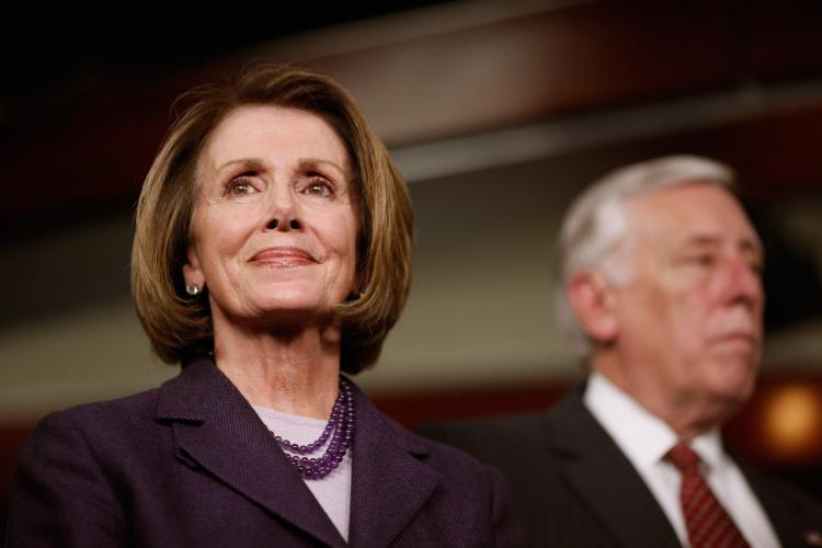 Outgoing Speaker of the House Nancy Pelosi (D-Calif.) (L) holds a news conference with with Majority Leader Steny Hoyer (D-Md.) in the U.S. Capitol Visitors Center January 4, 2011 in Washington, D.C. (Chip Somodevilla/Getty Images)