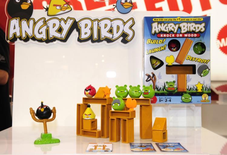 Angry Birds board game by Mattel, is on display at the 2011 International Consumer Electronics Show January 8, 2011 in Las Vegas. Angry Birds, the hugely successful mobile phone game, could likely be an animated series in the future.   (Robyn Beck/Getty Images)