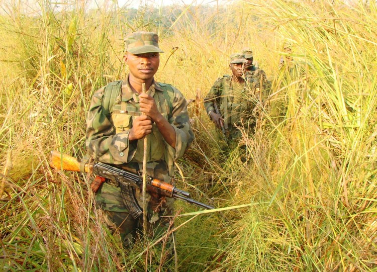 Ugandan soldiers are searching through thick vegetation around the Congolese jungle, a longtime hideout for renegade Joseph Kony, in 2010.  (Ben Simon/AFP/Getty Images)