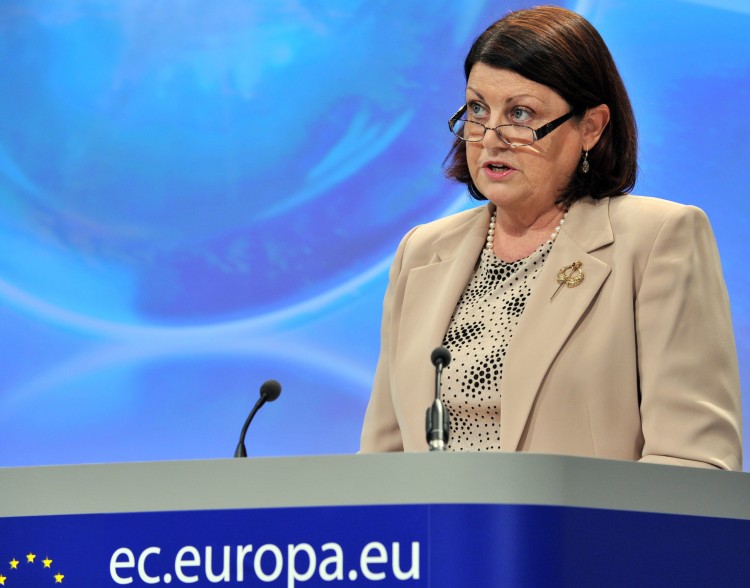 EU commissioner for Research, Innovation and Science Maire Geoghegan-Quinn gives a press conference on the Green Paper on Common Framework for Research and Innovation funding on February 9, 2011 at the European Union headquarters in Brussels. (Georges Gobet/AFP/Getty Images)