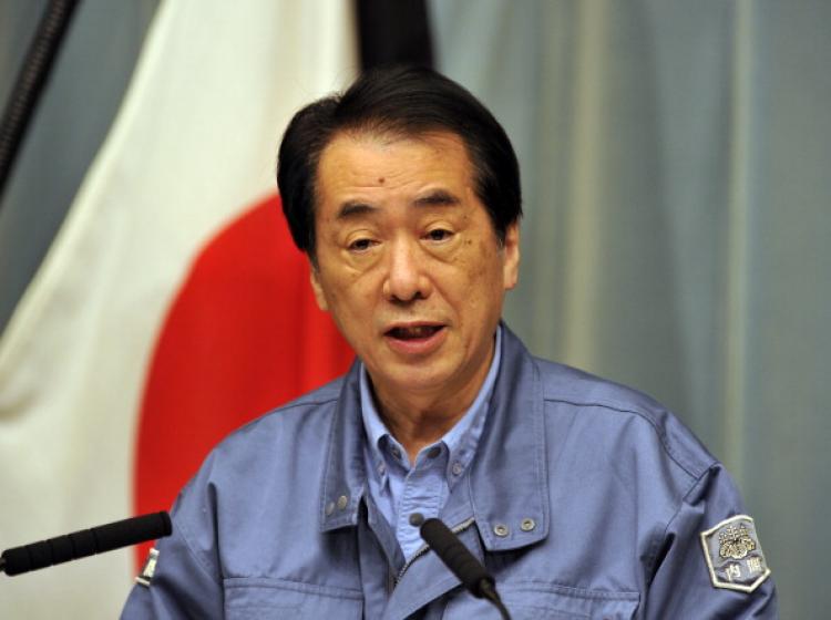 Japanese Prime Minister Naoto Kan delivers a message to the Japanese people at his official residence in Tokyo on March 25, 2011. (Yoshikazu Tsuno/AFP/Getty Images)