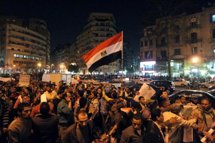 Egyptian activists shout slogans against military trials and calling for reforms during a march in downtown Cairo on March 27, 2011. (Khaled Desouki/AFP/Getty Images)