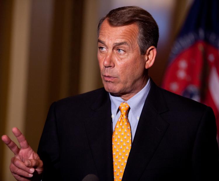 Speaker of the House John Boehner (R-OH) holds a news conference in the U.S. Capitol on April 1, 2011 in Washington, DC.  (Brendan Hoffman/Getty Images)