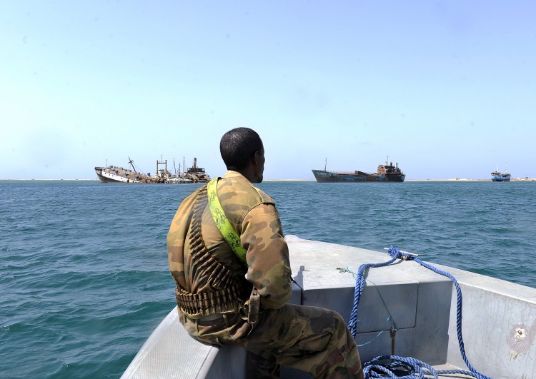A Somali coastguard patrols off the coast of Somalia's breakaway Republic of Somaliland on March 30, 2011. (Tony Karumba/AFP/Getty Images) 