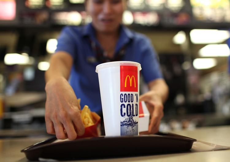 A McDonald's employee prepares an order during a one-day hiring event at a McDonald's restaurant on April 19, 2011 in San Francisco, California. (Justin Sullivan/Getty Images)