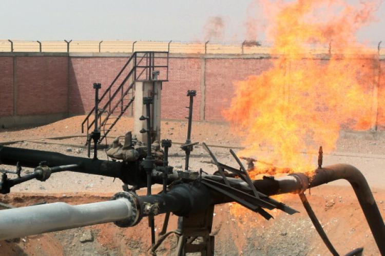 Flames shoot into the sky from a gas pipeline after unknown saboteurs bombed the Egyptian pipeline near the village of Al-Sabil in the El-Arish region of the Sinai on April 27, 2011. (AFP/Getty Images)