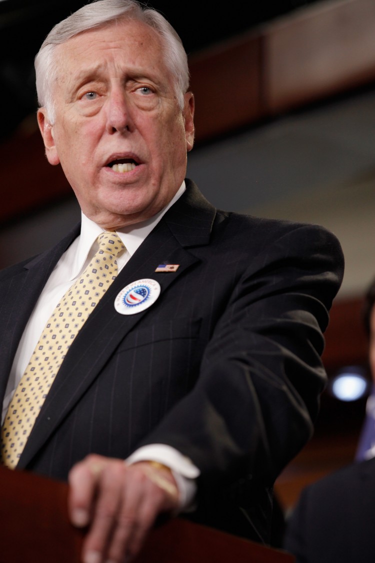 House Minority Whip Steny Hoyer (D-Md.) announces the House Democrats' 'Make It In America' agenda at the U.S. Capitol on May 4. Hoyer said on May 31 that Republicans are playing 'political charade' by introducing a bill that they have no intention to pass. (Chip Somodevilla/Getty Images)
