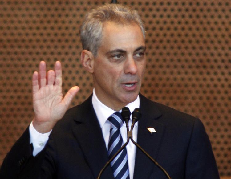 Chicago Mayor Rahm Emanuel speaks during a swearing-in ceremony in Grant Park May 16, 2011 in Chicago, Illinois. (Frank Polich/Getty Images)