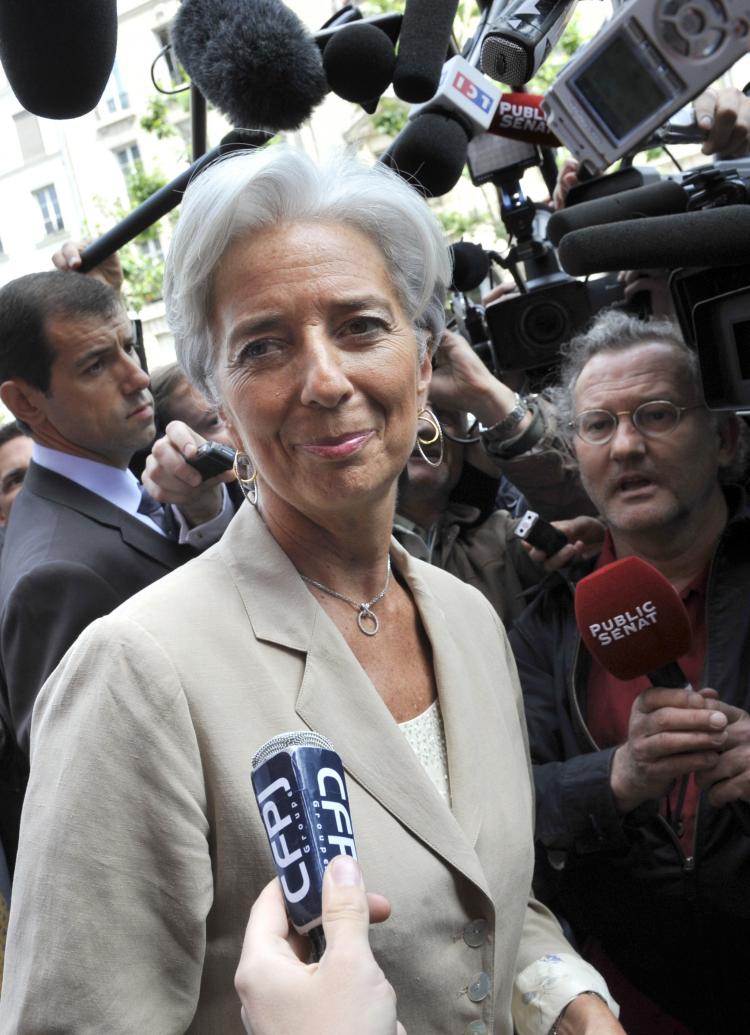 France's Finance Minister Christine Lagarde speaks to the press on May 19 in Paris. Lagarde is the leading contender to head the International Monetary Fund after the resignation of French Dominique Strauss-Kahn. (Mehdi Fedouach/AFP/Getty Images)