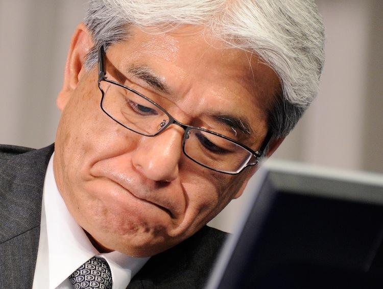 CFO of Japan's Sony Masaru Kato listens to questions during a press conference in Tokyo on May 23. Sony said it expected to swing to a 3.2 billion USD net loss for the fiscal year ended March, after delaying its corporate results to gauge damage from the March 11 earthquake and tsunami. (Toru Yamanaka/Getty Images )