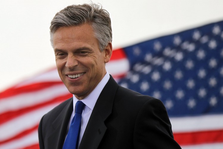 Republican  Jon Huntsman speaks during a press conference to announce his bid for  the presidency at Liberty State Park June 21, in Jersey City, New  Jersey.  ( Spencer Platt/Getty Images)