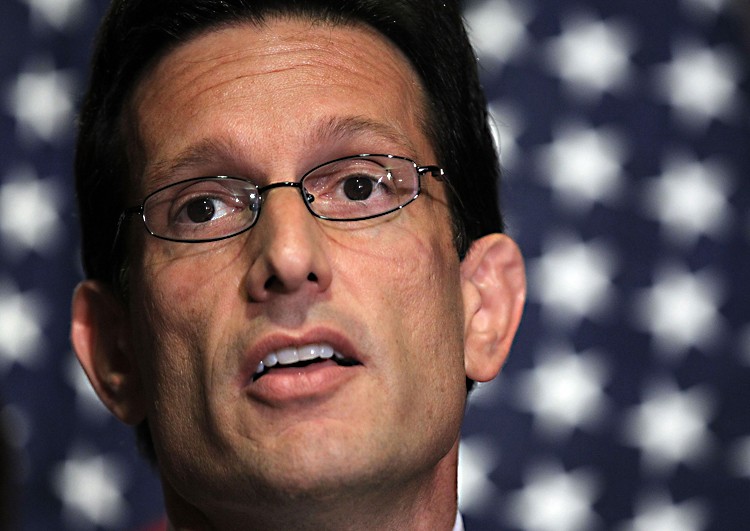 WASHINGTON - JUNE 22: U.S. House Majority Leader Rep. Eric Cantor (R-VA) speaks during a news briefing. House GOP leaders discussed various issues, including the spending cut, with the media. (Alex Wong/Getty Images)