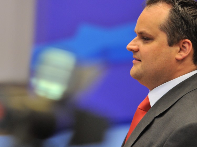 Dutch Finance Minister Jan Kees de Jager leaves after an Economy and Finance Council meeting on July 12, at EU headquarters in Brussels.  (Georges Gobet/AFP/Getty Images)