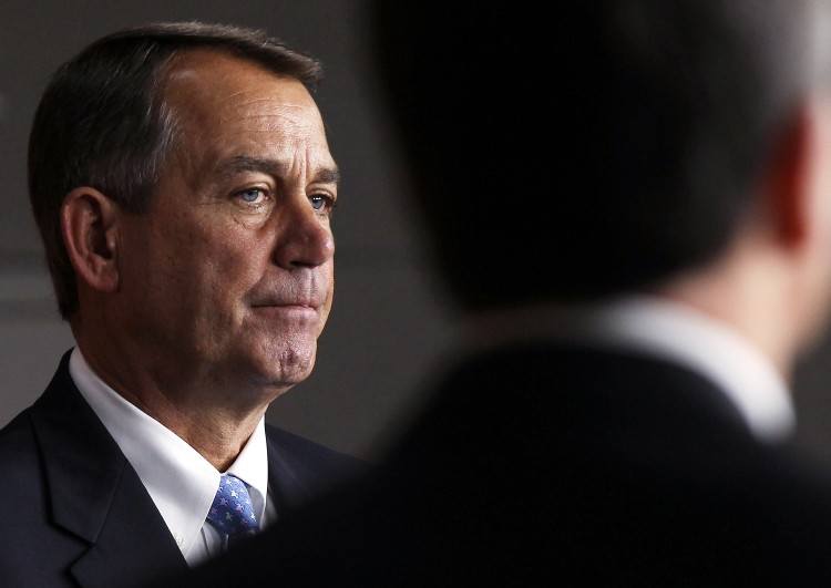 Speaker of the House Rep. John Boehner (R-OH) listens during a news conference July 28, on Capitol Hilll in Washington, DC. The House is set to vote today on Boehner's debt-limit plan which will likely face opposition at the Senate and veto threat from  (Alex Wong/Getty Images)