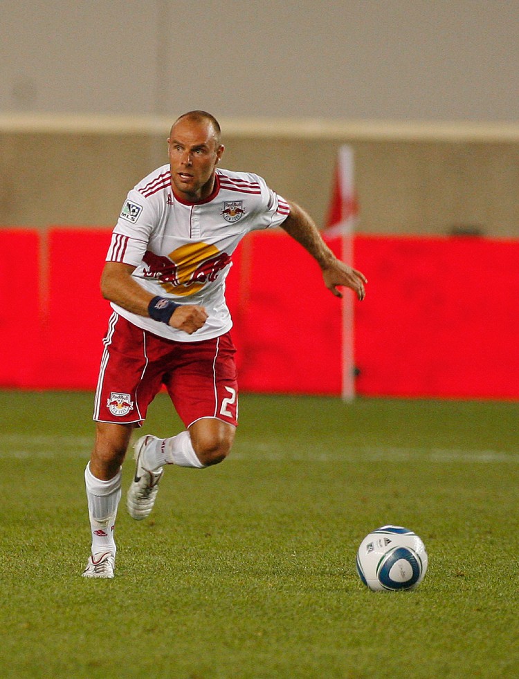 Joel Lindpere #20 of the New York Red Bulls plays against the New England Revolution, June 10, 2011 in Harrison, New Jersey. (Andy Marlin/Getty Images)