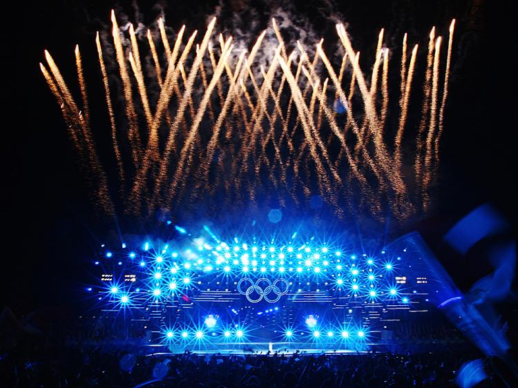 The Olympics Opening Ceremony fireworks display were, in part, computer-generated special effects.  (Clive Mason/Getty Images)