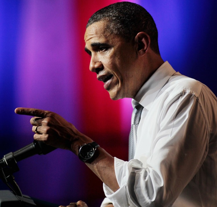 President Obama speaks at the Aragon Ballroom on August 3, in Chicago, Illinois.  (Scott Olson/Getty Images)