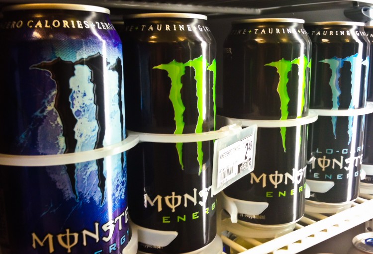 Monster energy drinks are for sale at a convenience store in Midtown, Manhattan on Aug. 28. (Charlotte Cuthbertson/The Epoch Times) 