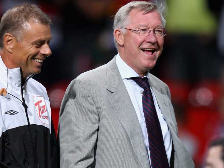 Manchester United manager Sir Alex Ferguson after victory in the Barclays Premier League match between Manchester United and Tottenham Hotspur, on Aug.  22, 2011 in Manchester.  (Alex Livesey/Getty Images)