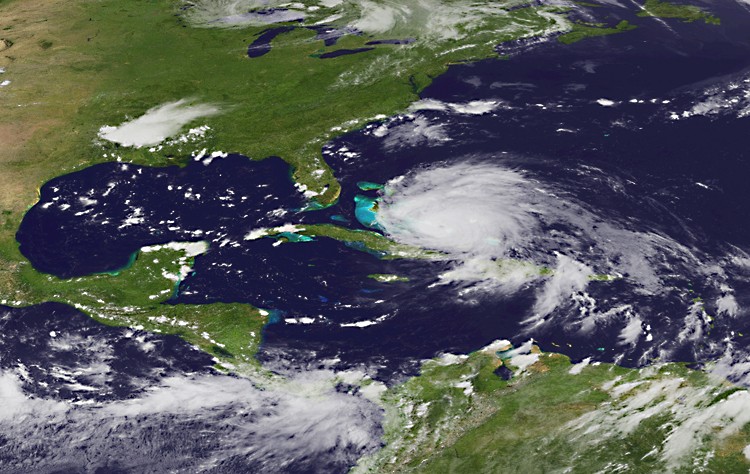 CARIBBEAN SEA - AUGUST 24: Irene, now a Category 3 storm with winds of 120 miles per hour, is projected to possibly clip the Outer Banks region of North Carolina before moving up. (NOAA via Getty Images)