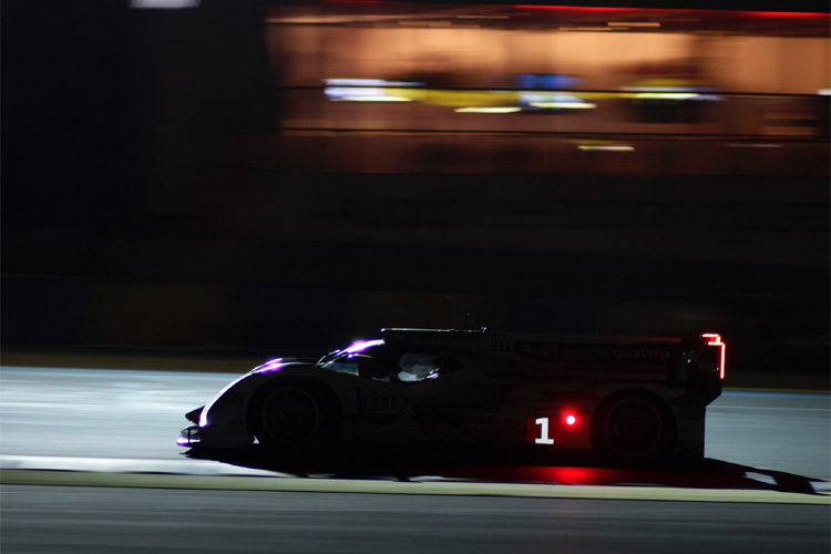 Marcel Fässler in the #1 Audi hybrid led after eight hours of racing at the Le Mans 24. (Audi Motorsport)