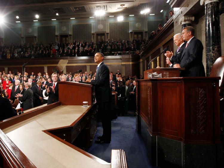 U.S. President Barack Obama (C) waits to address a Joint Session of Congress on Sept. 8, 2011, in Washington, DC. (Kevin Lamarque/Getty Images)
