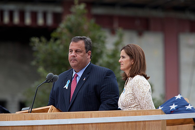 Governor of New Jersey Chris Christie speaks at the 9/11 Memorial during the tenth anniversary ceremonies of the September 11, 2001 terrorist attacks at the World Trade Center site, September 11, in New York City.  (Allan Tannenbaum-Pool/Getty Images)
