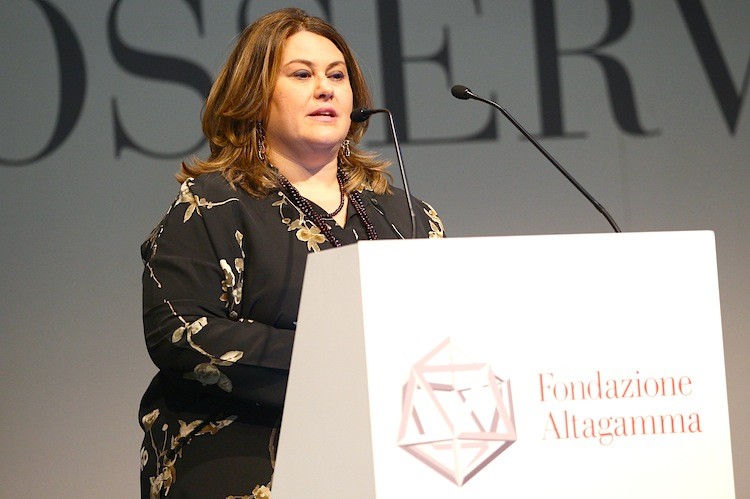 Claudia D' Arpizio of Bain & Co. speaks during the Altagamma Observatory in Milan, Italy, Oct. 17. The Fondazione Altagamma, an association of Italian luxury producers, released a report yesterday forecasting further growth in the luxury goods industry. (Vittorio Zunino Celotto/Getty Images)
